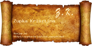 Zupka Krisztina névjegykártya